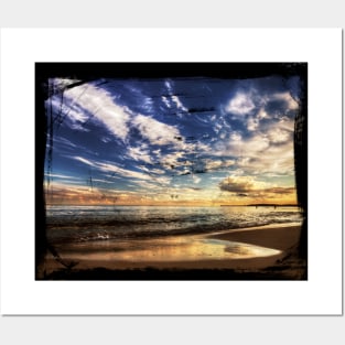 Sunset Clouds over the Ocean with Brushed Border Posters and Art